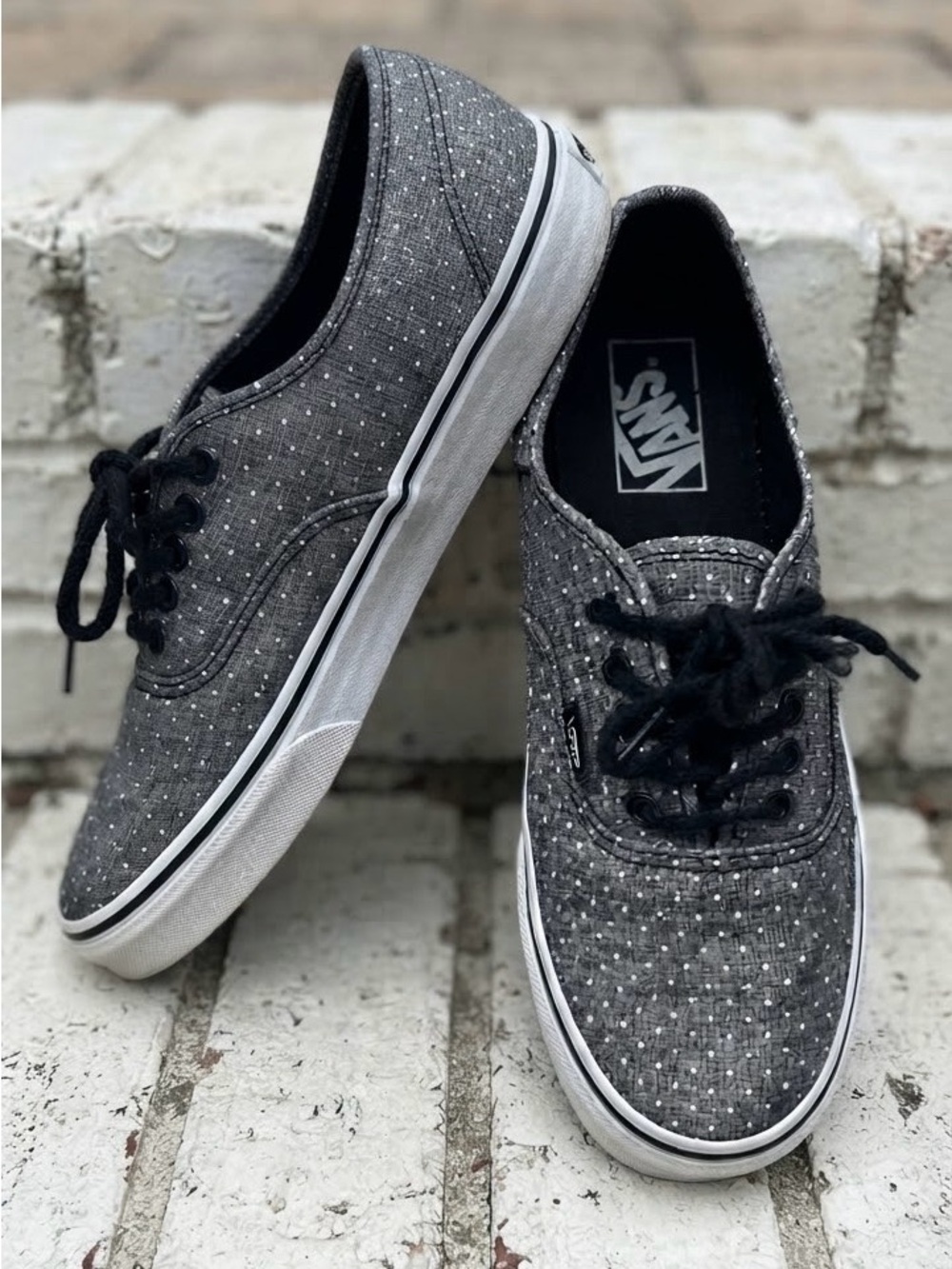 Vans Off The Wall Grey White Polka Dot Canvas Sneakers Sz 6